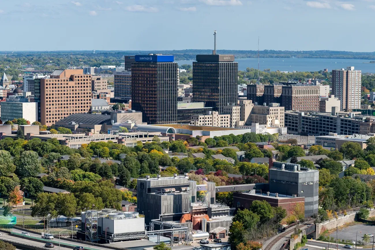 Shot overlooking the city of Syracuse.